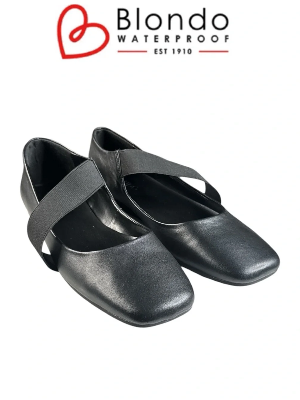BLONDO BRIELLE BLACK LEATHER WATERPROOF SQUARE TOE BALLET FLATS SIZE 9
